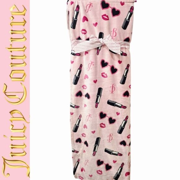 Juicy Couture Home JC Logo Lipstick and Heart Design Twin XL Plush Blanket - Picture 1 of 6